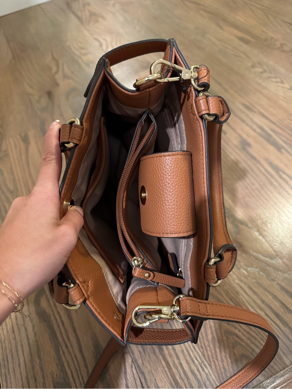 Nanette Lepore Tan and Natural Woven Crossbody Bag - Picture 4 of 4